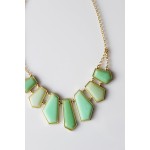 Mint Geo Faceted Gemstone Gold Tone Statement Necklace